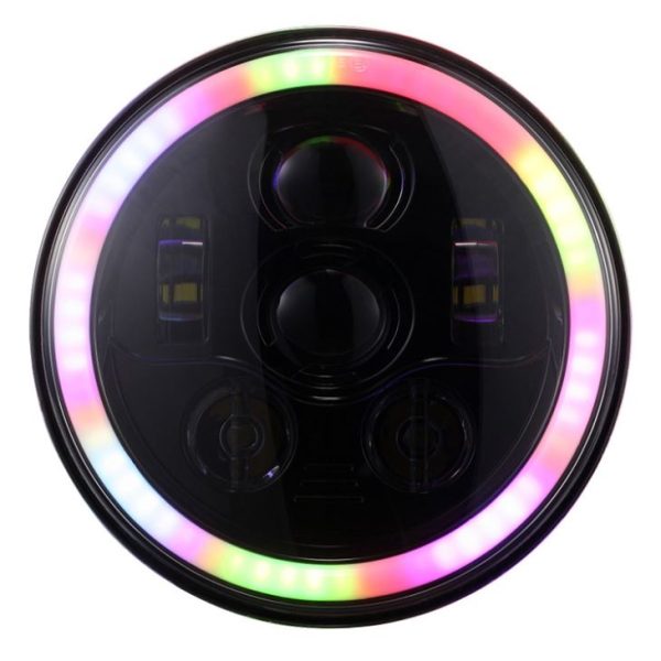 Нова функція Багатобарвна 7-дюймова фара RGB з світлодіодним поворотом для джипа JK